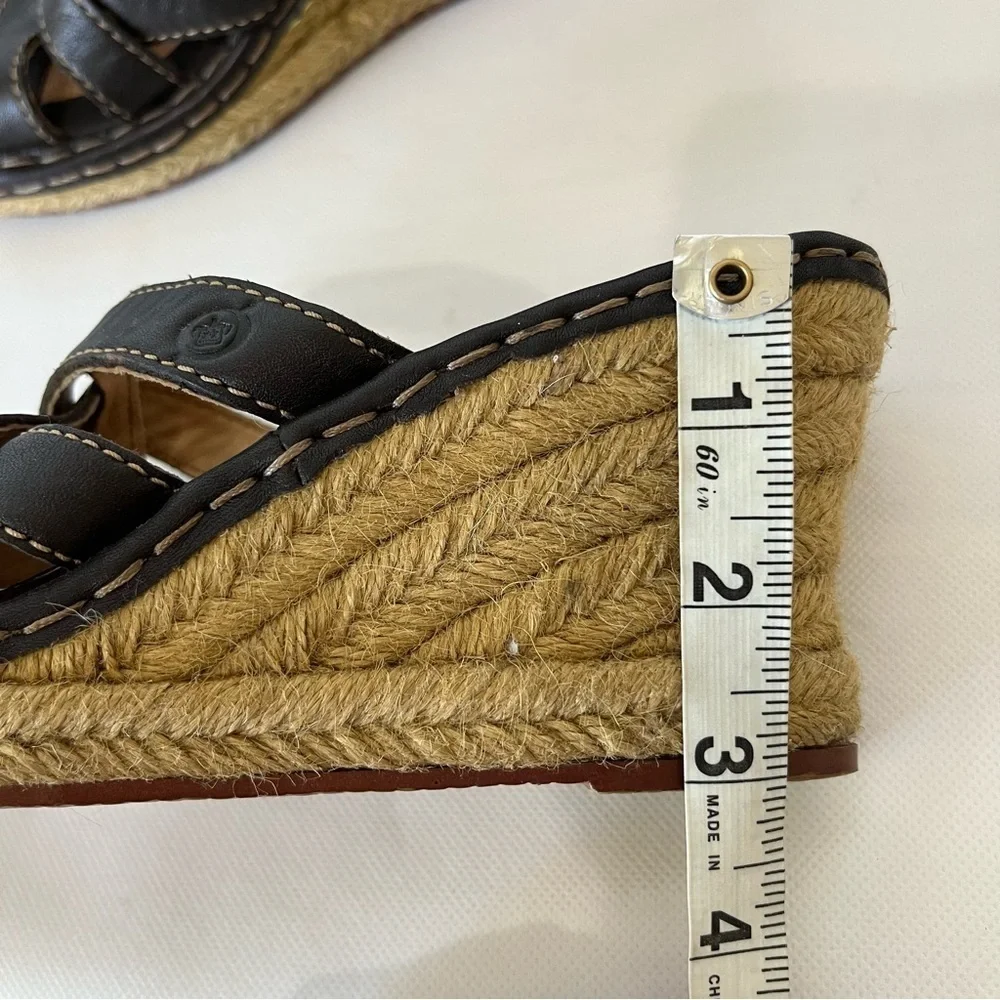 Born Brown Leather Espadrille Wedge Sandals